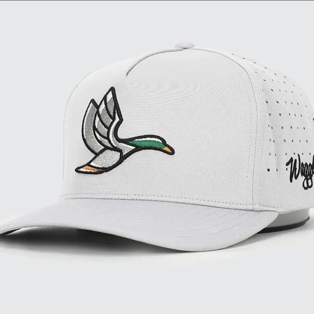 Waggle White Embroidered Duck Cap